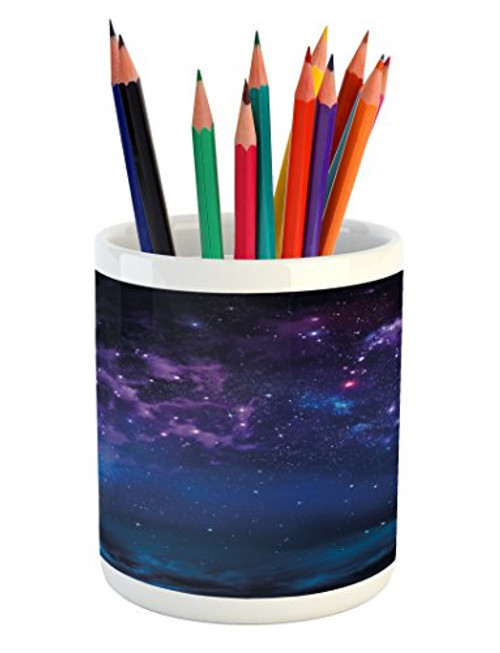 Ambesonne Space Pencil Pen Holder, Milky Way Themed Dark Matter with Star Field Sci Fi Travel Display Artwork Print, Printed Ceramic Pencil Pen Holder for Desk Office Accessory, Magenta Blue Ambesonne Space Pencil Pen Holder, Milky Way Themed Dark Matter with Star Field Sci Fi Travel Display Artwork Print, Printed Ceramic Pencil Pen Holder for Desk Office Accessory, Magenta Blue