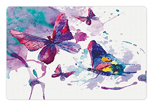 Ambesonne Butterfly Pet Mat for Food and Water, Watercolors Print of Butterfly Sign of The Soul Power Female Art Modern Display, Rectangle Non-Slip Rubber Mat for Dogs and Cats, Multicolor Ambesonne Butterfly Pet Mat for Food and Water, Watercolors Print of Butterfly Sign of The Soul Power Female Art Modern Display, Rectangle Non-Slip Rubber Mat for Dogs and Cats, Multicolor