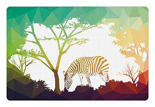Ambesonne Africa Pet Mat for Food and Water, Digital Zebra in Fractal Display Vivid Colors a Look at Kenya Illustration, Rectangle Non-Slip Rubber Mat for Dogs and Cats, Multicolor Ambesonne Africa Pet Mat for Food and Water, Digital Zebra in Fractal Display Vivid Colors a Look at Kenya Illustration, Rectangle Non-Slip Rubber Mat for Dogs and Cats, Multicolor