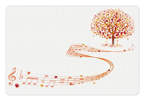 Ambesonne Autumn Pet Mat for Food and Water, Maple Tree in The September with Swirled Music Sheet and Notes Warm Colored Design, Rectangle Non-Slip Rubber Mat for Dogs and Cats, Multicolor Ambesonne Autumn Pet Mat for Food and Water, Maple Tree in The September with Swirled Music Sheet and Notes Warm Colored Design, Rectangle Non-Slip Rubber Mat for Dogs and Cats, Multicolor