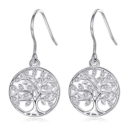 Tree of Life Earrings for Women, Mother's Day Silver Tree of Life Earings, AEONSLOVE Christmas Fashion 925 Sterling Silver Tree of Life Drop Dangle Earrings Jewelry Gifts for Women Girls Mom