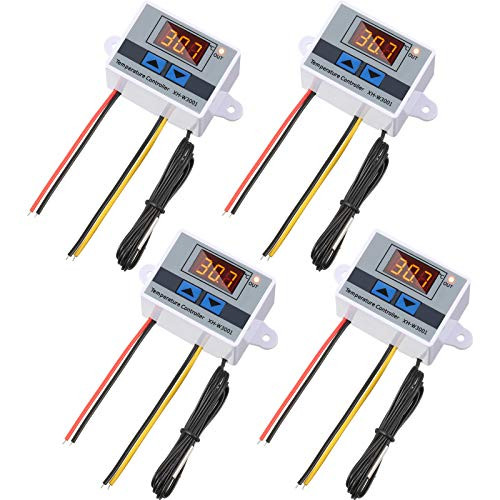 XH-W3001 Digital LED Temperature Controller Module Digital Thermostat Switch with Waterproof Probe Programmable Heating Cooling Electronic Thermostat Range from -50? to 110? -12V 10A 120W- -4 Pieces-