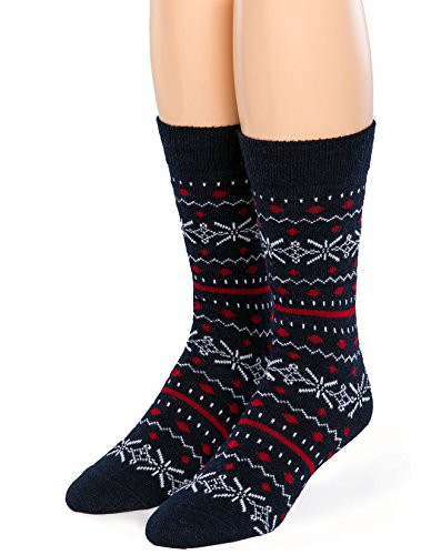 Warrior Alpaca Socks - Fair Isle Crew Alpaca Wool Socks for Men or Women -Medium-