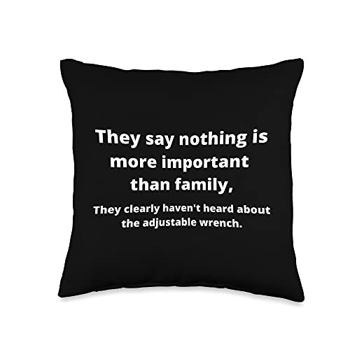 Plumbing Humor Gag For Plumber Relative Friend Funny Plumber Plumbing Dad Pipefitter Handyman Family Wrench Throw Pillow, 16x16, Multicolor