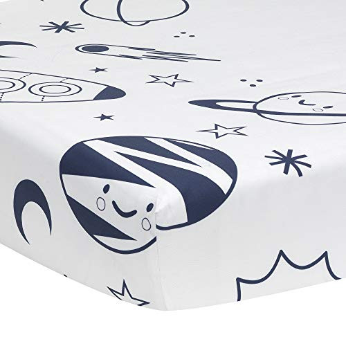 Lambs & Ivy Milky Way Cotton Fitted Crib Sheet - Blue, White, Modern, Celestial Lambs & Ivy Milky Way Cotton Fitted Crib Sheet - Blue, White, Modern, Celestial