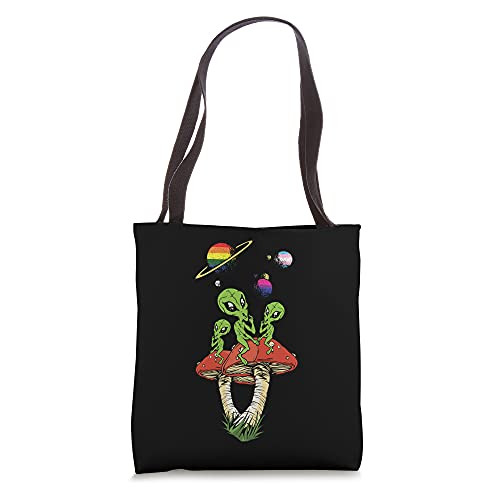 Mushroom Alien LGBT-Q Gay Pride LGBT-Q Proud Ally Planets Tote Bag