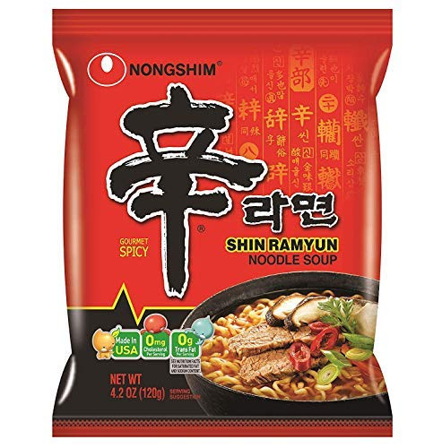 [ 4 Packs - NongShim Shin Ramyun Noodle Soup, Gourmet Spicy, 4.2 Ounce-SET OF 2