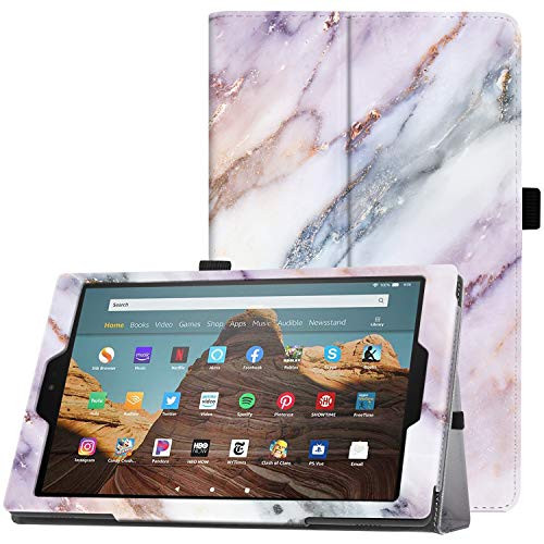 Famavala Folio Case Cover for 10.1" Fire HD 10 Tablet -Previous 9th / 7th / 5th Generation, 2019/2017 /2015 Release- -RainbowMarble-
