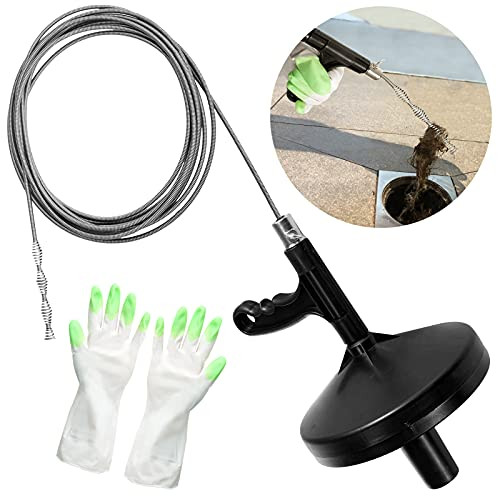Plumbing Drain Auger- 23ft Heavy Duty Steel Drum Auger with Gloves Flexible Hair Clog Remover Sink Snake Drain Auger plumbing Snake Cleaner for Bathroom Kitchen Shower Bathtub Sink