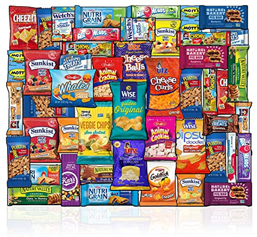 Care Package -53 Count- Snacks Food Cookies Chocolate Bar Chips Candy Ultimate Variety Gift Box Pack Assortment Basket Box Bundle Mix Bulk Sampler College Students Office Father's Day