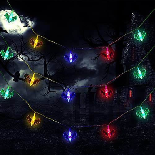 30 Feet 60 LED Halloween Bat String Lights Battery Operated Halloween Lights Little Bat LED Holiday Lights for Halloween Outdoor Indoor Decor -Colorful Light- 30 Feet 60 LED Halloween Bat String Lights Battery Operated Halloween Lights Little Bat LED Holiday Lights for Halloween Outdoor Indoor Decor -Colorful Light-