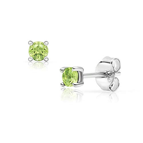 SolidSilver - Sterling Silver 3mm Round Solitaire Stud Earrings Earrings Made with Swarovski Crystal | Peridot SolidSilver - Sterling Silver 3mm Round Solitaire Stud Earrings Earrings Made with Swarovski Crystal | Peridot