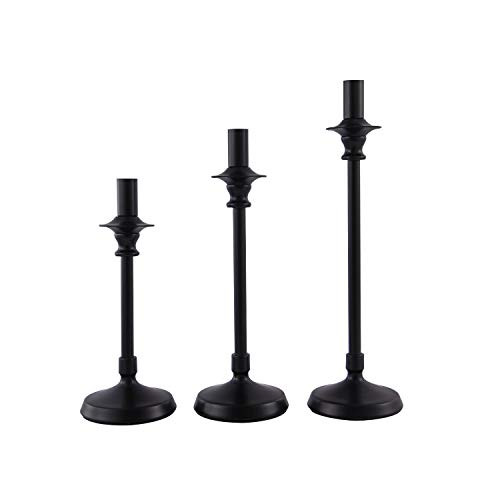Vincidern Black Taper Candle Holders for Table Decor Candlestick Holder Centerpieces Set of 3 for Wedding, Dinning, Party, Fits 3/4 inch Thick Candle and Led Candles
