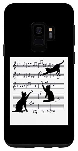 Galaxy S9 Sheet Music Cat Gift Cat Music Note Lovers Kitten Black Cat Case