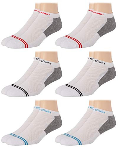 Calvin Klein Men?s 6 Pair No Show Socks, Shoe Size: 7-12, White