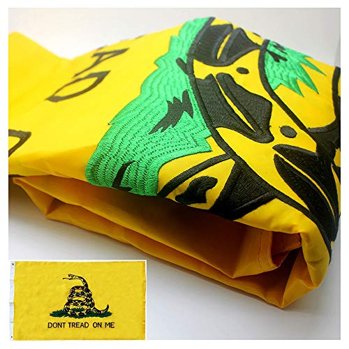 VSVO Embroidered Gadsden Flag (Don't Tread On Me) 3x5ft with Long Lasting 300D Nylon, Double Sewn Stripes and Brass Grommets, UV Protected, Best 3 by 5 American Flag