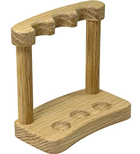 Oak Curved Three Pen Display, Solid Wood, Unfinished
