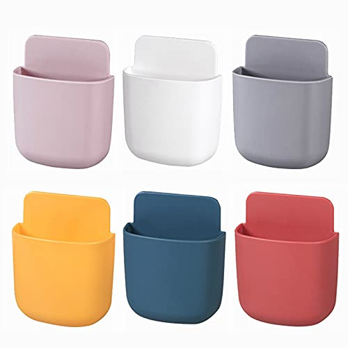 6 Piece Remote Control Holder Wall Mount Media Storage Box with Adhesive for Phone Remote Control, Office Home School Use