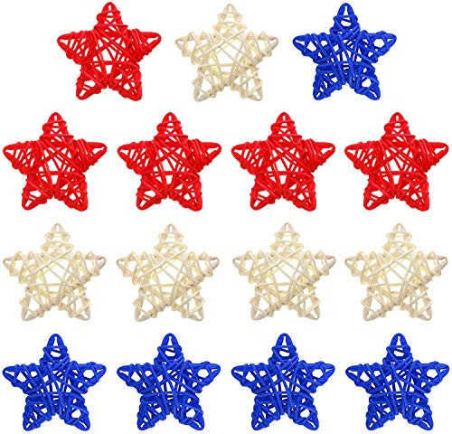 Kubert 15 Pcs 4th of July Star Shaped Rattan Balls Decoration, 2.36 Inch Red White and Blue Star Shaped Wicker Balls for 4th of July Home Decor DIY Vase Bowl Filler Ornament Wedding Table Decoration Kubert 15 Pcs 4th of July Star Shaped Rattan Balls Decoration, 2.36 Inch Red White and Blue Star Shaped Wicker Balls for 4th of July Home Decor DIY Vase Bowl Filler Ornament Wedding Table Decoration
