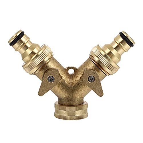 YARDWE 2 Way Brass Hose Splitter Y Hose Connectors Garden Hose Adapter Water Hose Splitter for Garden