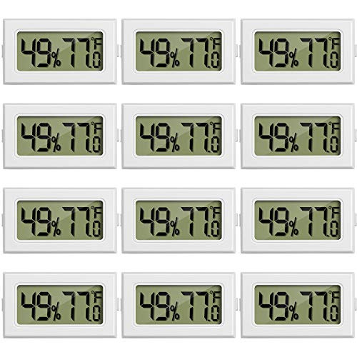 Mini Hygrometer Thermometer Digital Fahrenheit Temperature Humidity Meter Gauge LCD Display Indoor Thermometer Hygrometer for Home Incubators Reptile Greenhouse and Office -White, 12- Mini Hygrometer Thermometer Digital Fahrenheit Temperature Humidity Meter Gauge LCD Display Indoor Thermometer Hygrometer for Home Incubators Reptile Greenhouse and Office -White, 12-
