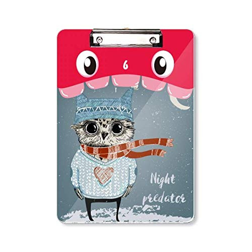 Sketching Lovely Owl Winter Night Mouth Clipboard Folder File Pad Backing Plate A4