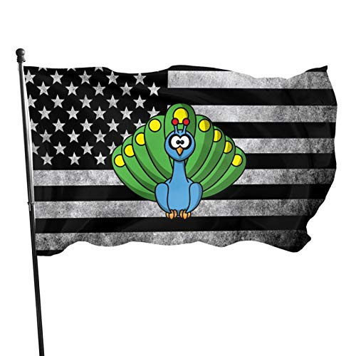 JIANGSUYITONG Peacock Clipart American Flag,Outdoor Banner,Family Banner,Garden Banner,Indoor/Outdoor Flag 3x5 Feet Decorative Flag for Backyard,Home,Party