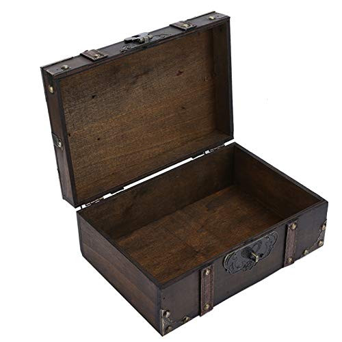 Decorative Treasure Jewelry Chest, Chest Box Case Treasure Jewelry Chest with Lock Treasure Chest, for Books Jewelry Home Treasure Box Kitchen Organizer-1-