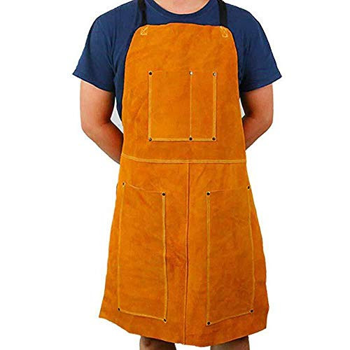 Leather Welding Apron Blacksmith Apron, Heavy Duty Flame Retardant Welder Work Apron, Unisex Adjustable Work Shop Protective Clothing, Carpentry, Torch Work, Roofing, Woodworking DHWQ04