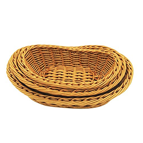 VVBBS CNlxxng Oval Curved Rattan Wicker Woven Serving Baskets for Bread Fruit Vegetables Restaurant Serving Tabletop Display Baskets LBS -Size : 19X13CM-