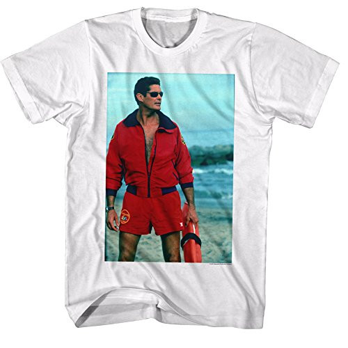 Baywatch 90s Beach Drama Series The Hoff Power Stance Adult T-Shirt Tee White