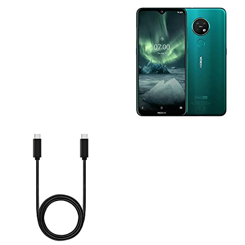 Cable for Nokia 7.3 -Cable by BoxWave- - DirectSync PD Cable -3ft- - USB-C to USB-C -100W-, Type C Braided 3ft Charge and Sync Cable for Nokia 7.3 - Jet Black