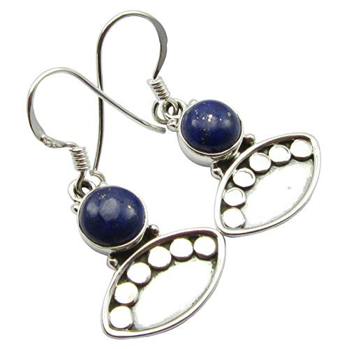 SilverStarJewel Navy Blue 7 x 7 mm Lapis Lazuli French Wire Earrings 1.3" 925 Solid Silver SilverStarJewel Navy Blue 7 x 7 mm Lapis Lazuli French Wire Earrings 1.3" 925 Solid Silver