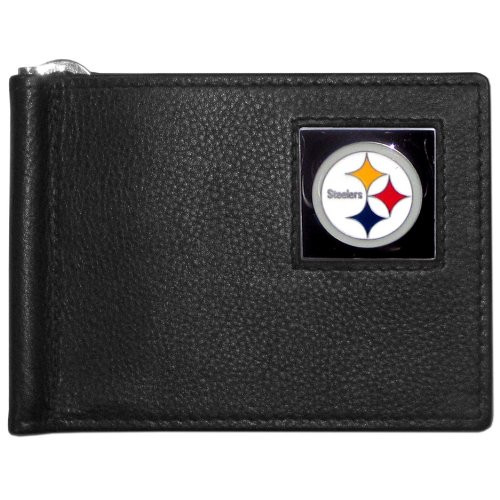 NFL Siskiyou Sports Mens Pittsburgh Steelers Leather Bill Clip Wallet One Size Black NFL Siskiyou Sports Mens Pittsburgh Steelers Leather Bill Clip Wallet One Size Black