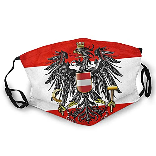 Austria Logo Flag Double-Sided Printed Face Dust Face Mask, Unisex Breathable Adjustable Windproof Reusable,Soft Mouth Mask Fashion,Stretchy Adju Stable Earloops Face Cover Black