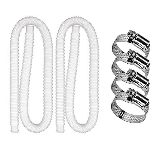 Swimming Pool Hose Replacement Hose for Above Ground Pools Accessory Pool Pump Replacement Hose,Swimming Pool Replacement Hose Filter Pipe Accessory with 4PCS Metal Clamps-Pool Filter Accessories