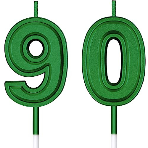 90th Birthday Candles Cake Numeral Candles Happy Birthday Cake Candles Topper Decoration for Birthday Wedding Anniversary Celebration Supplies -Green-