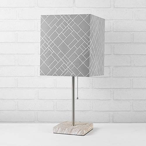 Urban Shop Fabric Grey Shade Metallic Base Lamp