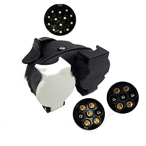 Davitu Cables, Adapters  and  Sockets - Trailer Socket Adapter Touring Car Trailer Connector Grey Cover 13p To 2 Multi-functional Trailer Connector
