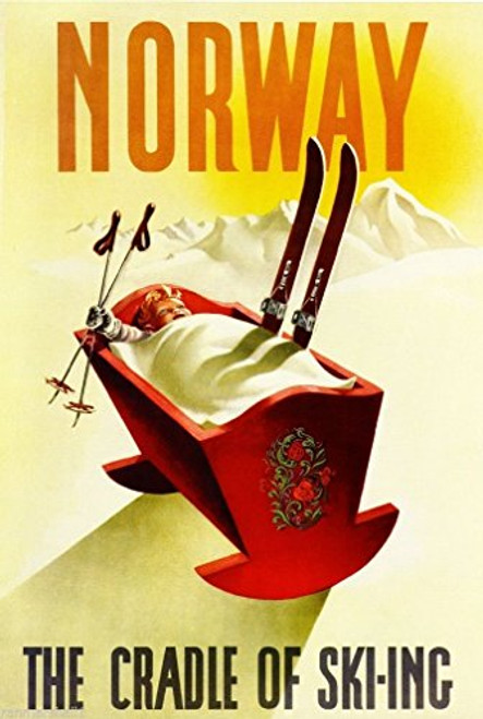 A SLICE IN TIME 1920s Norway - Cradle of Ski-ing Europe European Travel Art Poster Advertisement