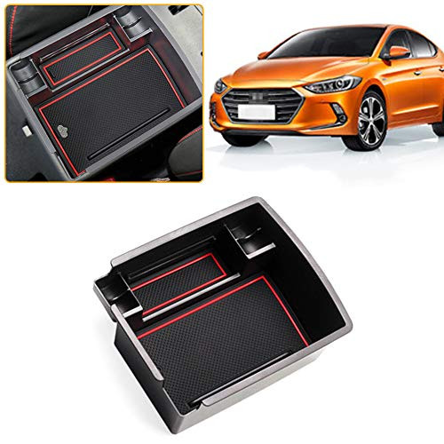 SLONG for Hyundai Elantra Center Console Organizer Replaces Storage Box Container Armrest Box Secondary Tray Insert Pallet Black