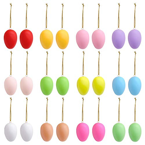 WANDIC 24 Pcs Easter Egg, Plastic Bright Colorful Easter Egg Basket Stuffers Fillers Easter Hunt for Egg Painting Easter Theme Party Favor Prize Supplies
