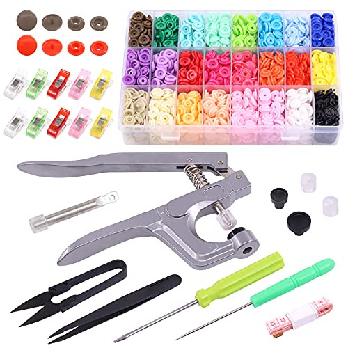 Tanstic 405Pcs Snaps Plastic Buttons with Silver Snaps Pliers Set 384Pcs 24 Colors T5 Plastic Snaps with Hand Tools and Sewing Clips for Clothes Sewing, Bibs, Rain Coat Crafting Tanstic 405Pcs Snaps Plastic Buttons with Silver Snaps Pliers Set 384Pcs 24 Colors T5 Plastic Snaps with Hand Tools and Sewing Clips for Clothes Sewing, Bibs, Rain Coat Crafting