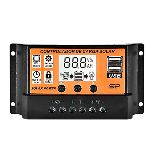 Yuxiale 10A - 100A Solar Charge Controller Solar Panel Battery Intelligent Regulator with Dual USB Port 12V/24V PWM Auto Paremeter Adjustable LCD Display -100A-
