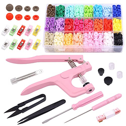 Tanstic 405Pcs Snaps Plastic Buttons with Pink Color Snaps Pliers Set 384Pcs 24 Colors T5 Plastic Snaps with Hand Tools and Sewing Clips for Clothes Sewing, Bibs, Rain Coat Crafting Tanstic 405Pcs Snaps Plastic Buttons with Pink Color Snaps Pliers Set 384Pcs 24 Colors T5 Plastic Snaps with Hand Tools and Sewing Clips for Clothes Sewing, Bibs, Rain Coat Crafting