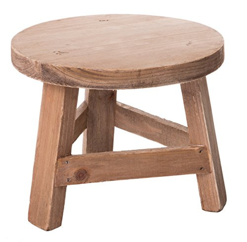 Red Co. Mini Wooden Stool Display Stand, Potted Plant Table, 7-inch