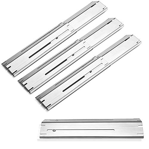Universal Heat Plate Shield Adjustable Grill Replacement Parts BBQ Heat Deflector Burner Cover Flame Tamer, Extends from 11.75" up to 21", 4 Pack Stainless Steel Heat Tents for Brinkmann Charbroil