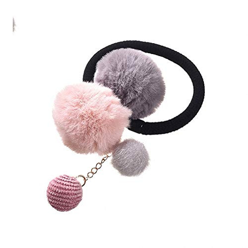 Pudwy Girls Hair Ties Colorful Pompom Elastic Hair Bands Cute Fur Ball Hair Rope Lovely Rubber Scrunchies Hair Accessories Hair Tie A