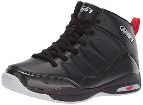 AND1 Boys' Breakout Sneaker Black/Chinese red/Silver 5 M US Big Kid