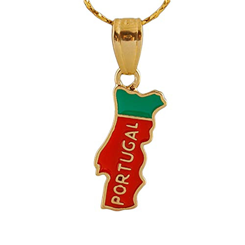 YUANYIRAN Portugal Map Pendent Necklace - Patriotic Ethnic Charm Africa Portugal Flag Necklaces,Classic Novelty Hip Hop Jewelry for Women Men Party Trend Jewelry Gift